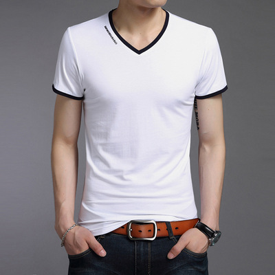 2018春夏男t恤 新款短袖t男式t恤 男装短袖体恤v领打底衫厂家直销