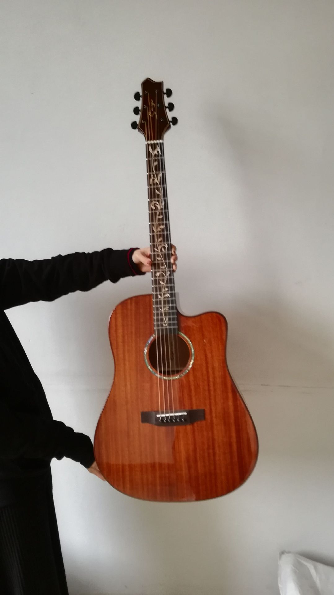 全单民谣吉他41寸 英格曼云杉桃花芯木亮光缺角 吉他生产厂家批发