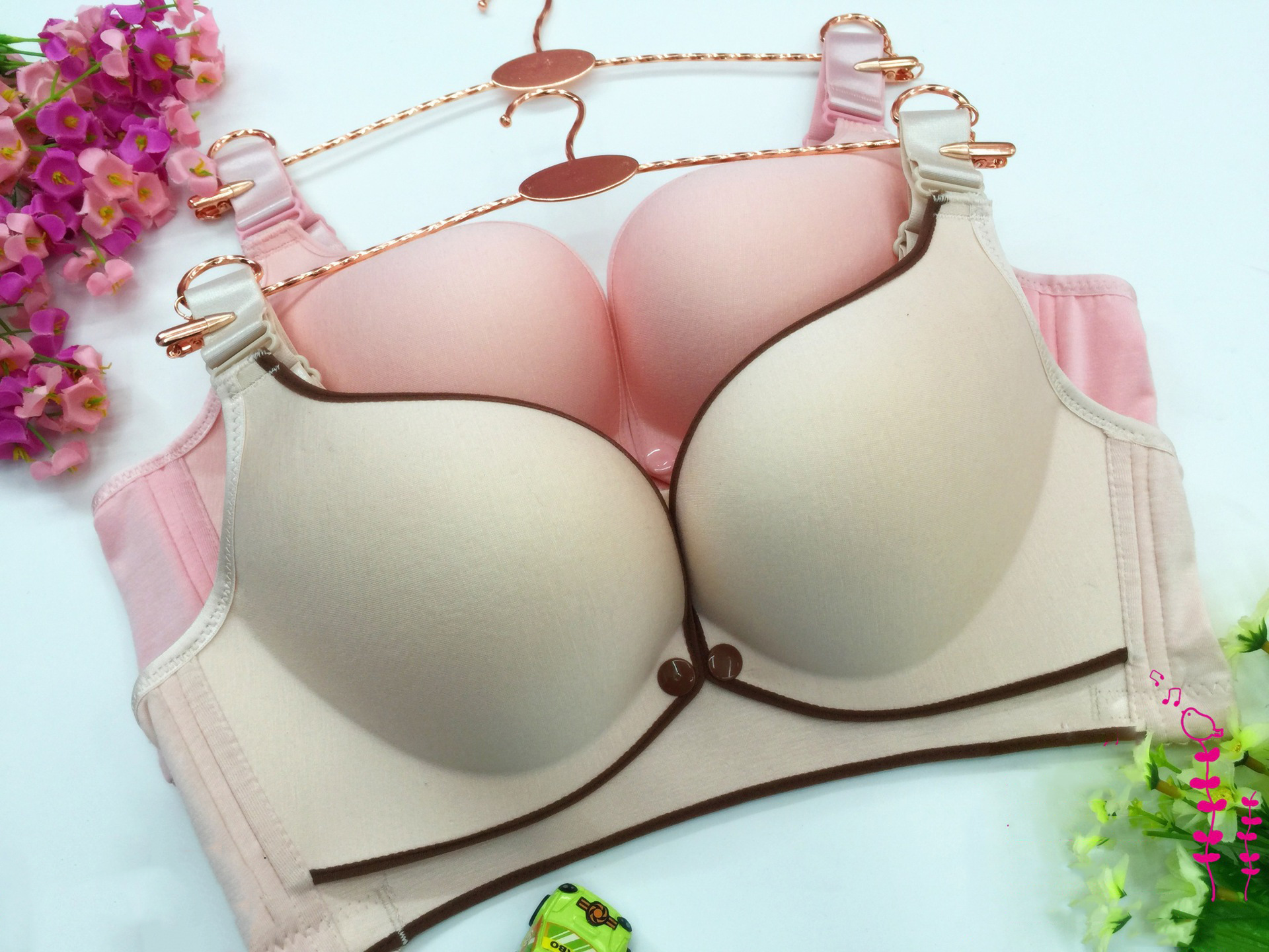 工厂直销低价哺乳文胸 无痕半件围一片式包边纯棉前开扣喂奶胸罩