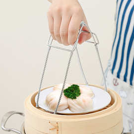 日本进口 厨房工具不锈钢取碗夹防滑防烫夹子抓盘器提盘器蒸碗夹