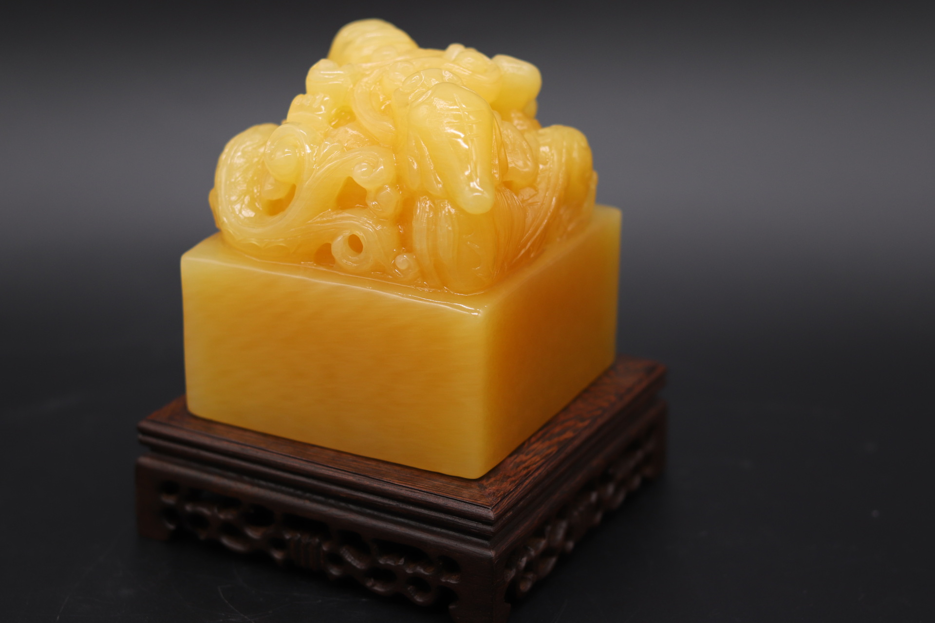 天然米黄玉如意双貔貅印章玉玺摆件工艺品玉雕精雕摆设