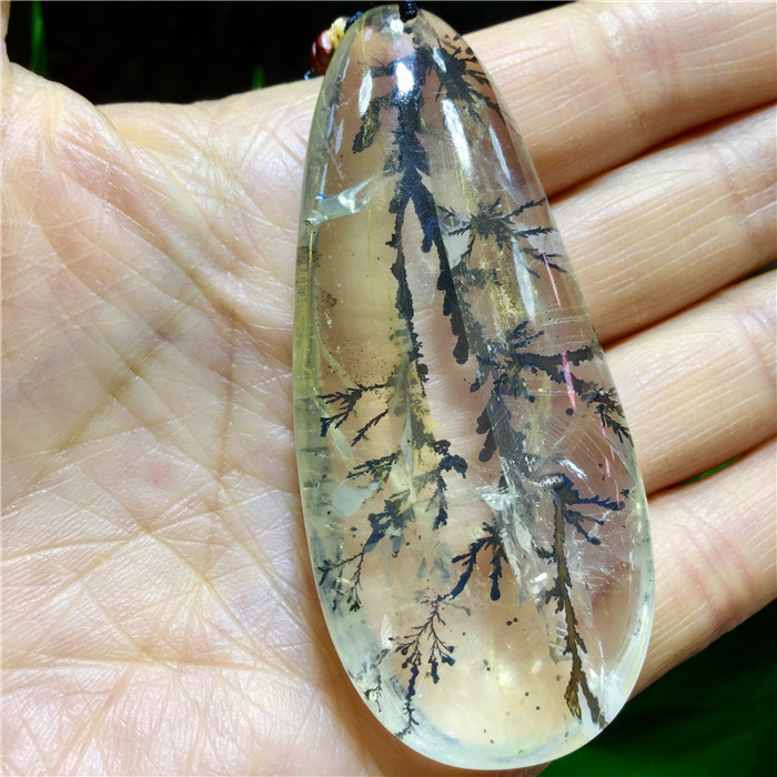 东海水晶 天然稀有货软锰矿天然小树发财树生命树随形水滴吊坠