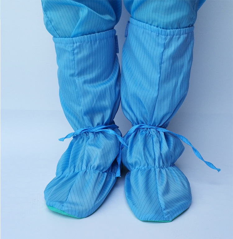 防静电软底鞋高筒无尘耐磨软底靴绿底防尘服鞋套无尘车间软底鞋