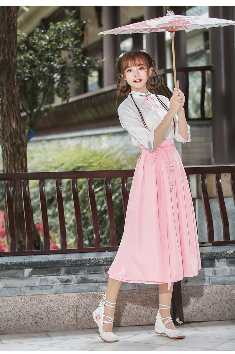 汉服春季襦裙 日常汉元素古装武侠风学生装班服女装情侣制服服