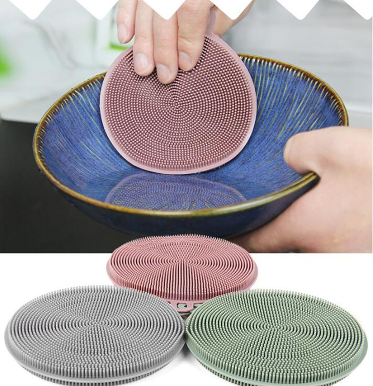 wish跨境圆形硅胶洗锅刷洗碗刷强家用清洁刷多用途餐具碗碟刷子