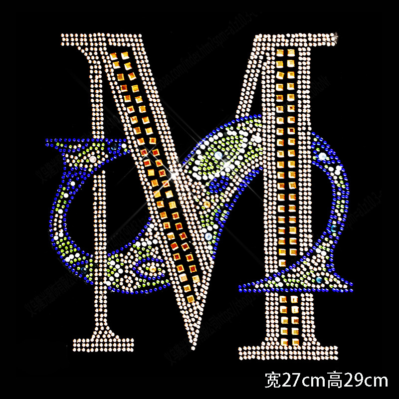 服装辅料烫钻烫图t恤衣服胸口字母m水钻异形钻厂家直销