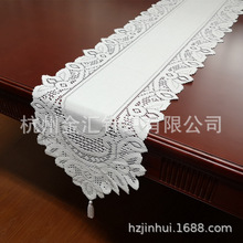 针织蕾丝桌旗白色红色婚礼宴会派对装饰长方桌巾茶几垫