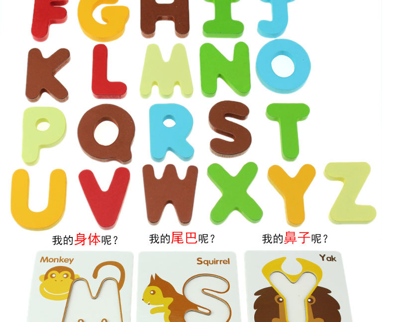 外贸早教认图动物字母abcd认知卡 字母卡片颜色 认知卡061