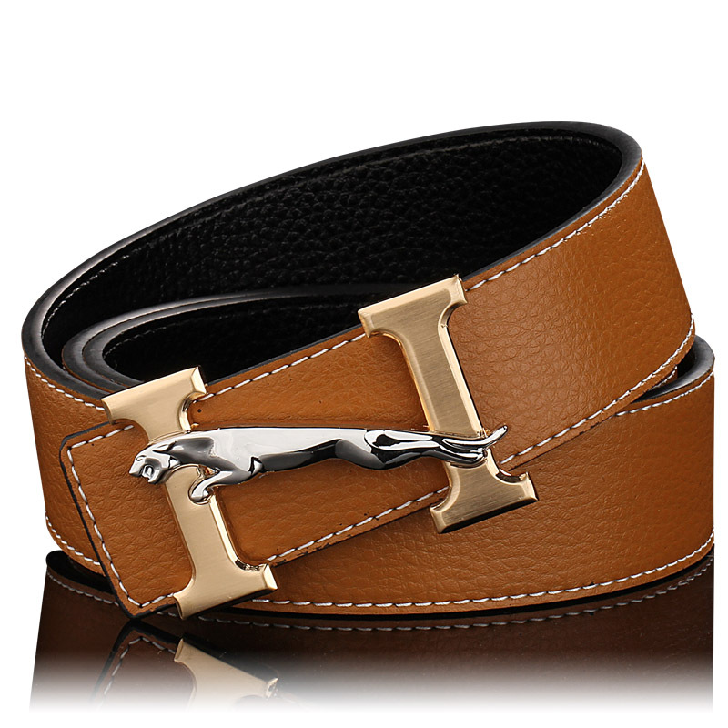 Men's Leather Belt Men's Wholesale Genuine Leather Inner Wear Smooth Buckle Buckle Cowhide Pant Belt Korean Business Fashion Belt Men's
