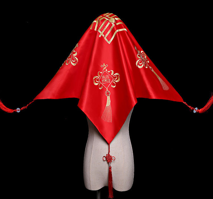 中式盖头大红色新娘结婚红盖头刺绣花婚礼秀禾服盖头流苏2020新款