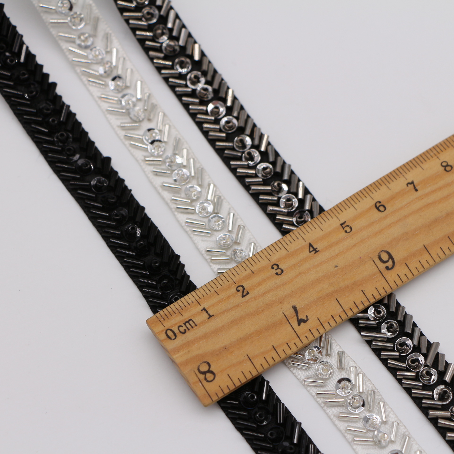 1.2cm宽厂家现货2分玻璃管亮片钉珠花边领子手工diy服装辅料配件