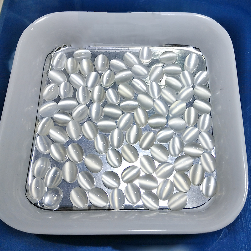 天然月光石猫眼旦形戒面8*10mm斯里兰卡原石戒指项链吊坠镶嵌批发