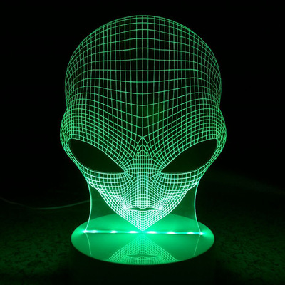 外贸新款外星人造型创意3d遥控七彩渐变灯 usb环保供电 led礼品灯