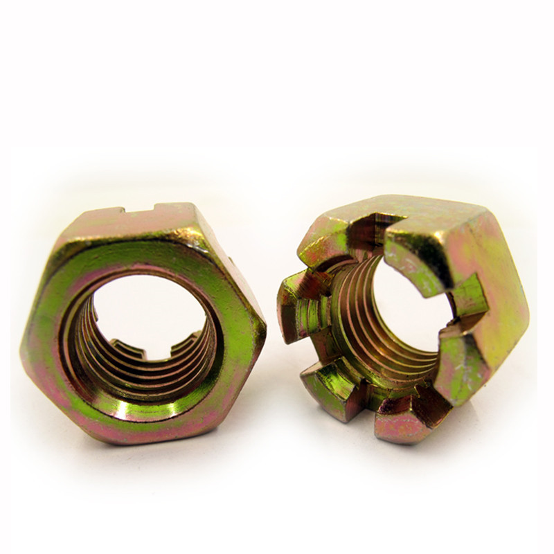 开槽螺母m20*1.5定位螺母 镀锌花螺母 车轴专用六角开槽螺母