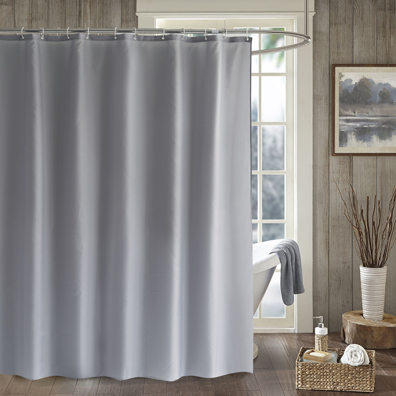 Factory Direct Supply Shower Curtain Thickened Waterproof Plain White Bathroom Polyester Shower Curtain with Hook Increased by Sinker