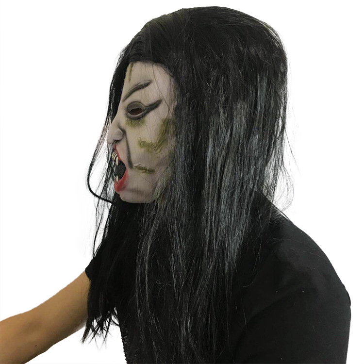 白发魔女料脸面具魔鬼恐怖鬼脸万圣节套头假面演出派对吓鬼节面具