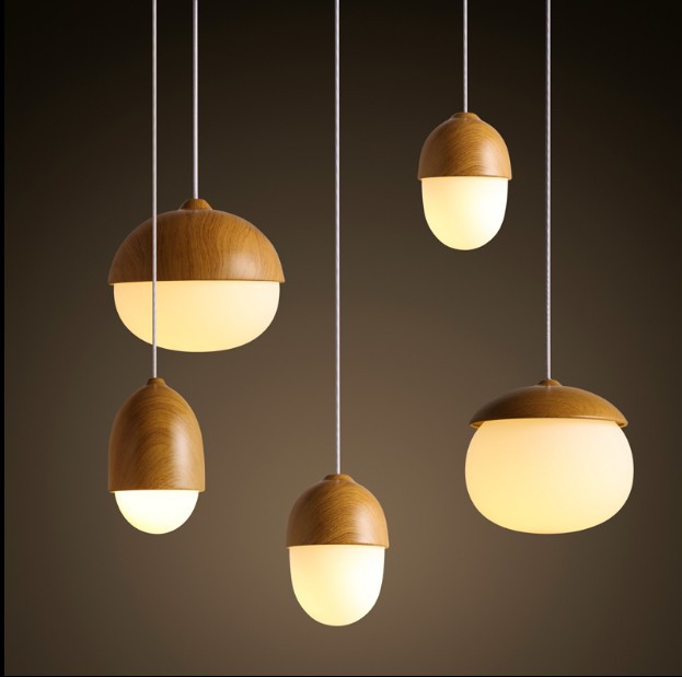 创意个性吧台灯 客厅吊灯单头玻璃餐厅吊灯 实木卧室灯北欧吊灯