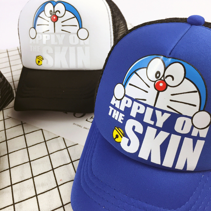 儿童帽子批发夏天叮当猫哆啦a梦宝宝wm35网帽潮帽遮阳棒球鸭舌帽