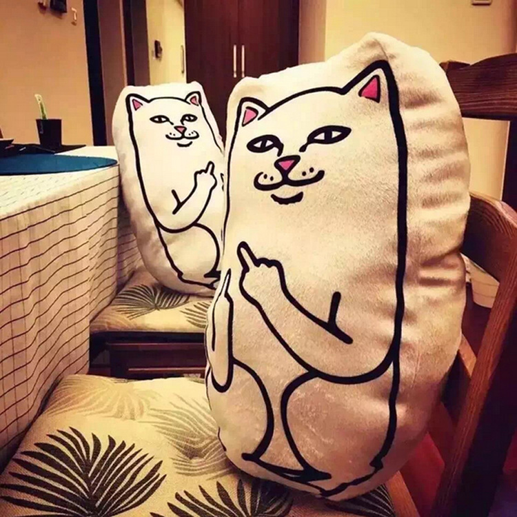 【点州】卡通可机洗竖中指猫贱猫地垫家居客厅地毯绒类榻榻米地垫