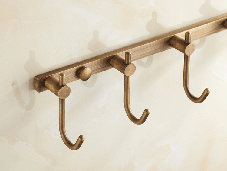 仿古铜排钩挂衣钩 铜五排钩 卫生间门后壁挂衣钩浴室工程批发挂钩