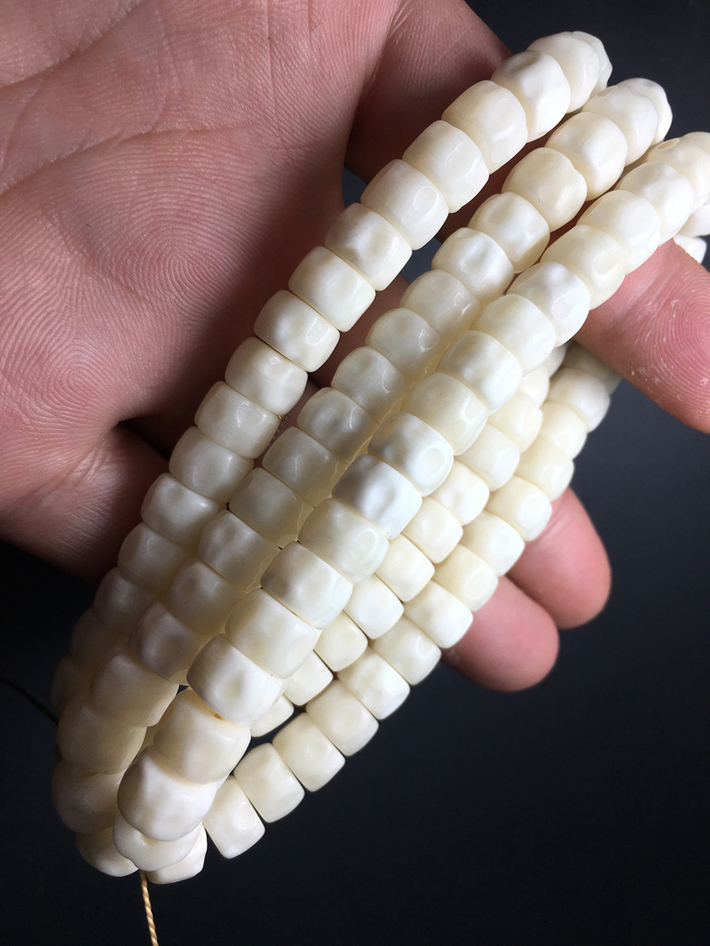 鹿骨桶珠百香籽型 鹿骨108颗佛手串 鹿腿骨念珠手链 文玩骨头