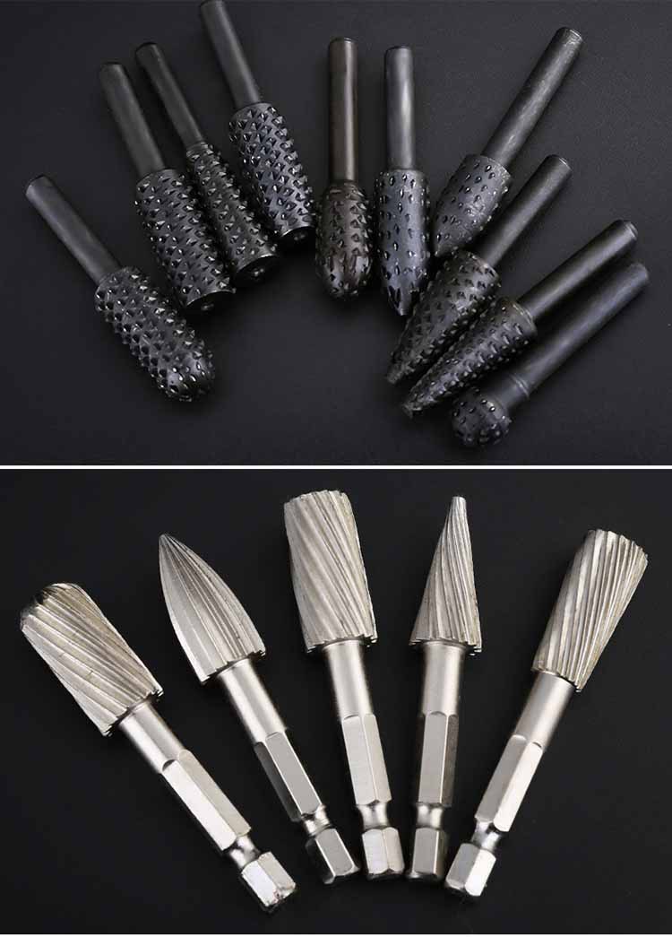 合金旋转锉钨钢铣刀金属打磨头硬质雕刻头圆柱形旋转锉刀6mm柄