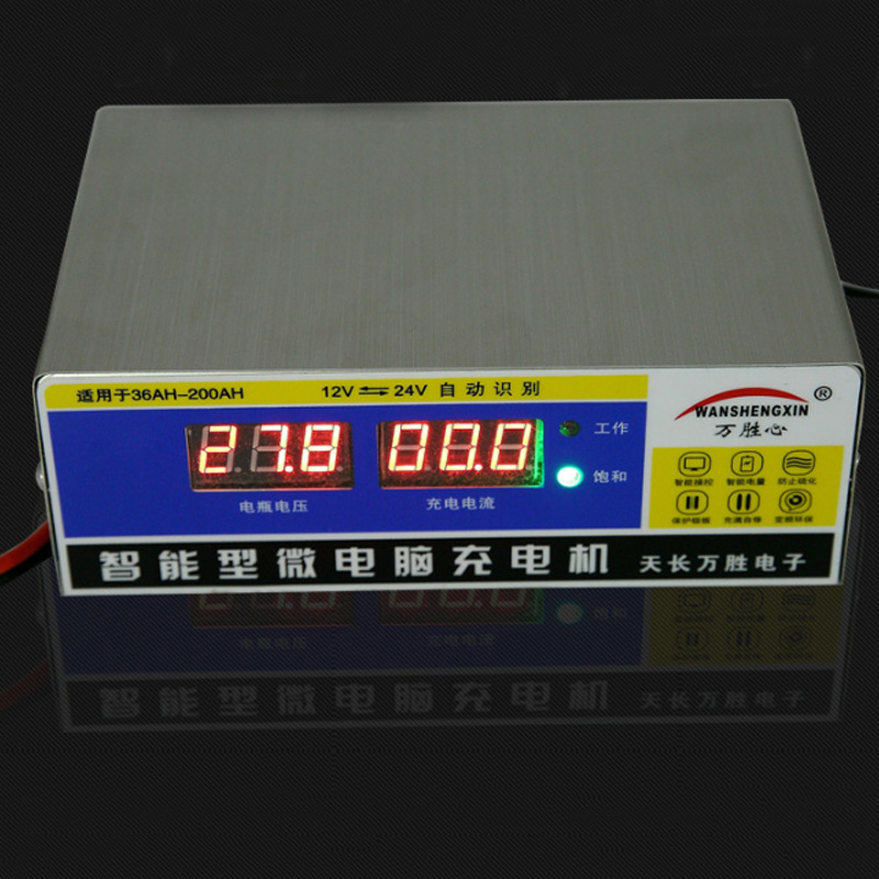 12 V24v Automobile Battery Charger Fiberglass Current Battery Charger Reverse Connection Short Circuit Protection Display Current Voltage