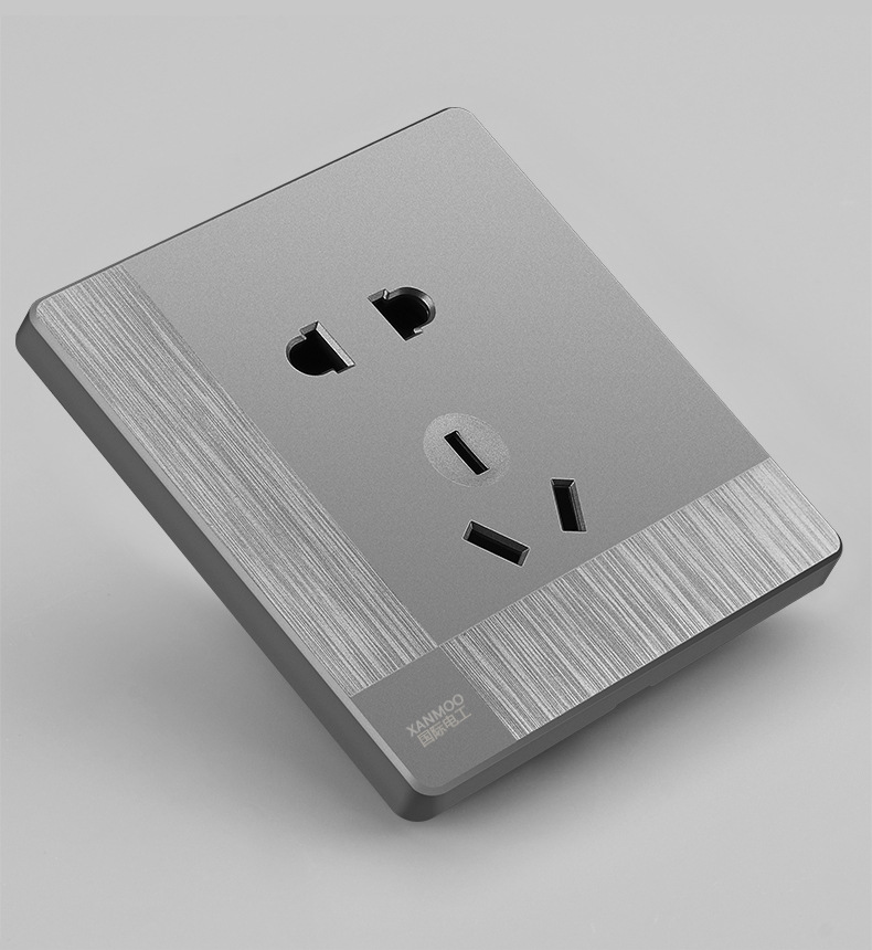 厂家直销86型墙壁开关插座灰色五孔插墙壁插座 开关面板 插座面板