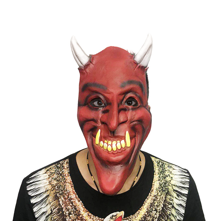 恐怖鬼脸面具魔鬼假面万圣节舞会装扮演出派对吓人道具尖牙魔王