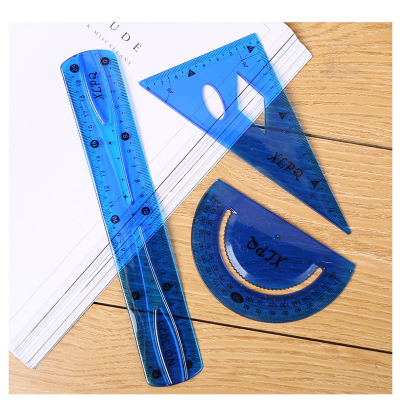热销尺子套装 学生套尺直尺 三角尺 量角器 文具三件套厂家批发_义乌