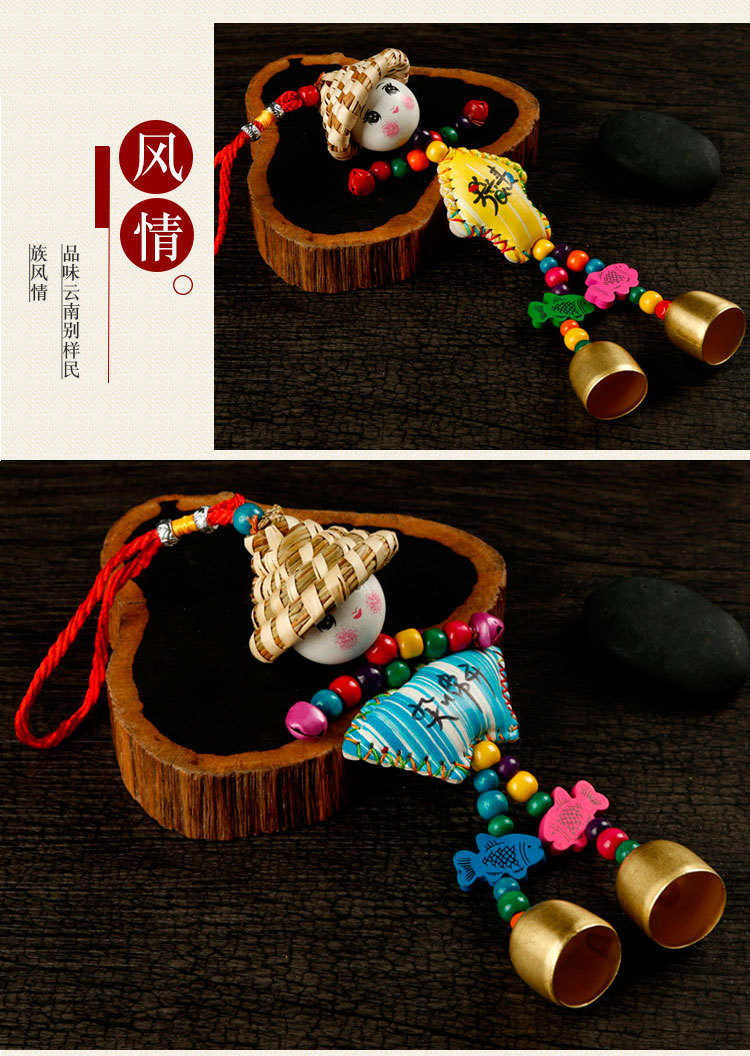批发草帽人风铃纳西家居田园酒吧挂饰门饰东巴皮人草帽人风铃
