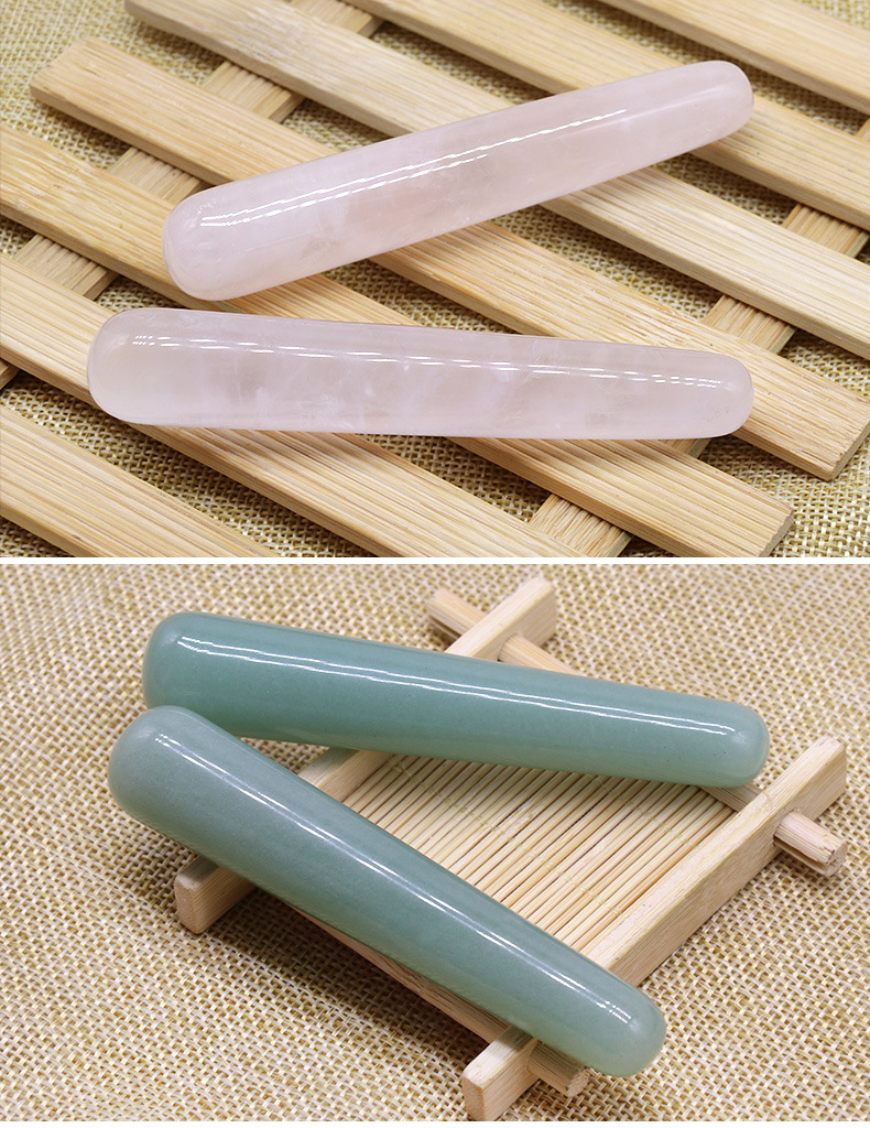 天然粉水晶玉石拨筋棒拔筋棒面部美容穴位按摩棒舒经棒 点穴棒