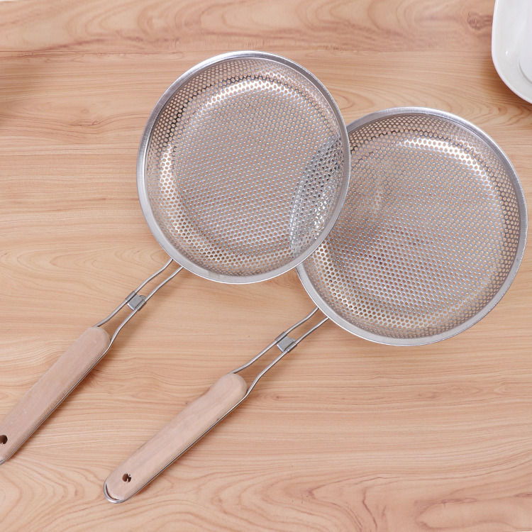 木把冲孔漏勺 家用无磁不锈钢麻辣烫漏勺米线漏粉篱酸辣粉漏网