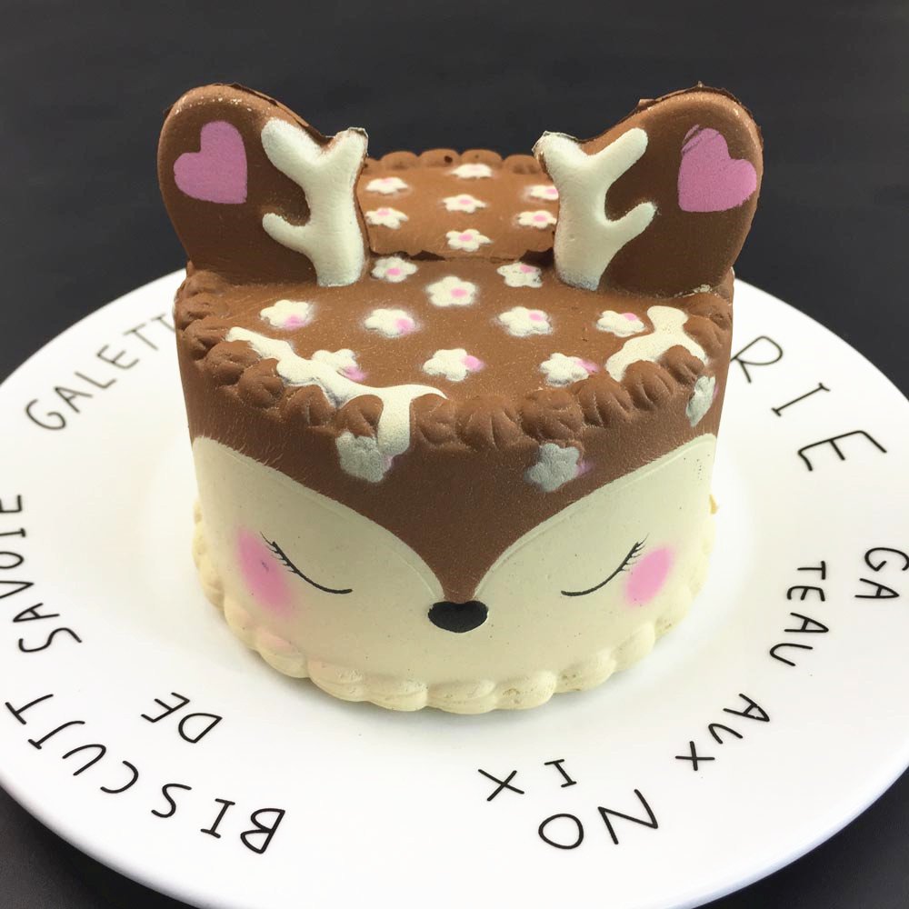5月新款 squishy 解压发泄玩具pu慢回弹小鹿蛋糕 梅花鹿蛋糕