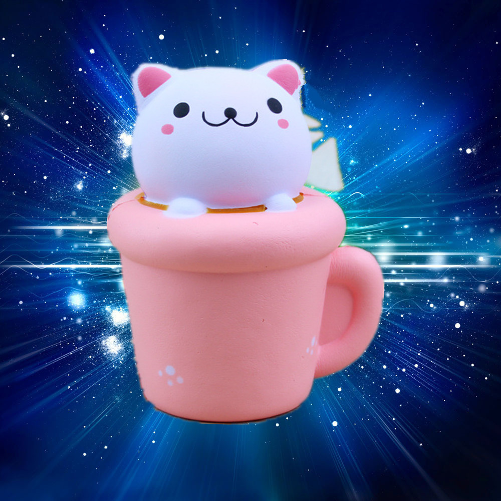 跨境专供仿真猫杯pu慢回弹仿真squishy 香味纸杯猫现货 厂家直销