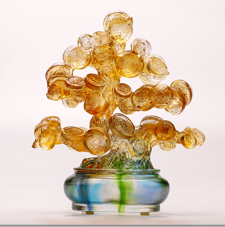 琉璃摇钱树招财树摆件办公室企业客厅装饰家居摆件