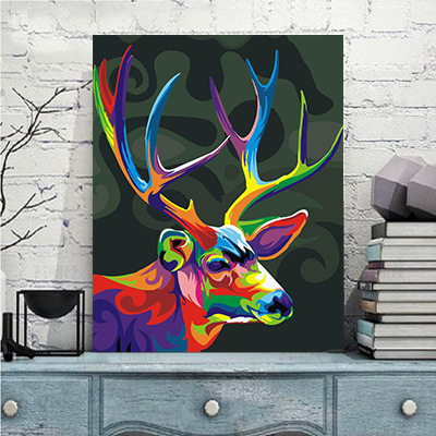 diy数字油画家居装饰画速卖通亚马逊外贸单【6373彩鹿】