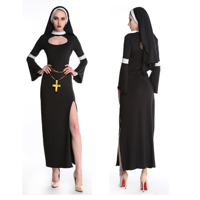 修女服装万圣节服装成人舞台演出服装女化妆舞会牧师服圣母玛利亚