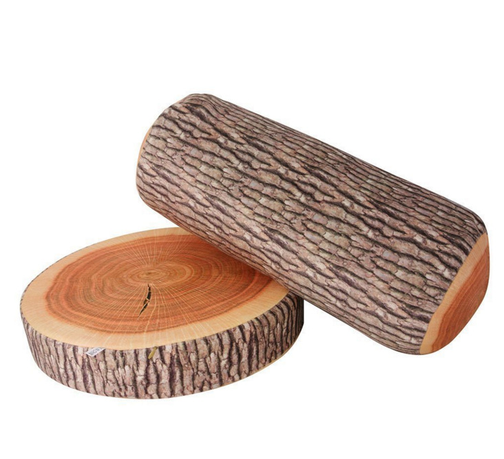 新款创意木头树桩抱枕靠垫毛绒仿真家居木桩坐可拆洗两用坐垫批发