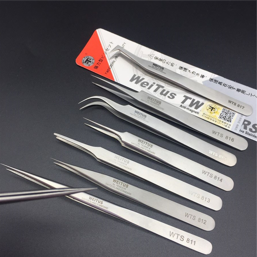 威特斯810磨砂镊子精工加硬不锈钢镊子燕窝贴钻维修diy尖硬