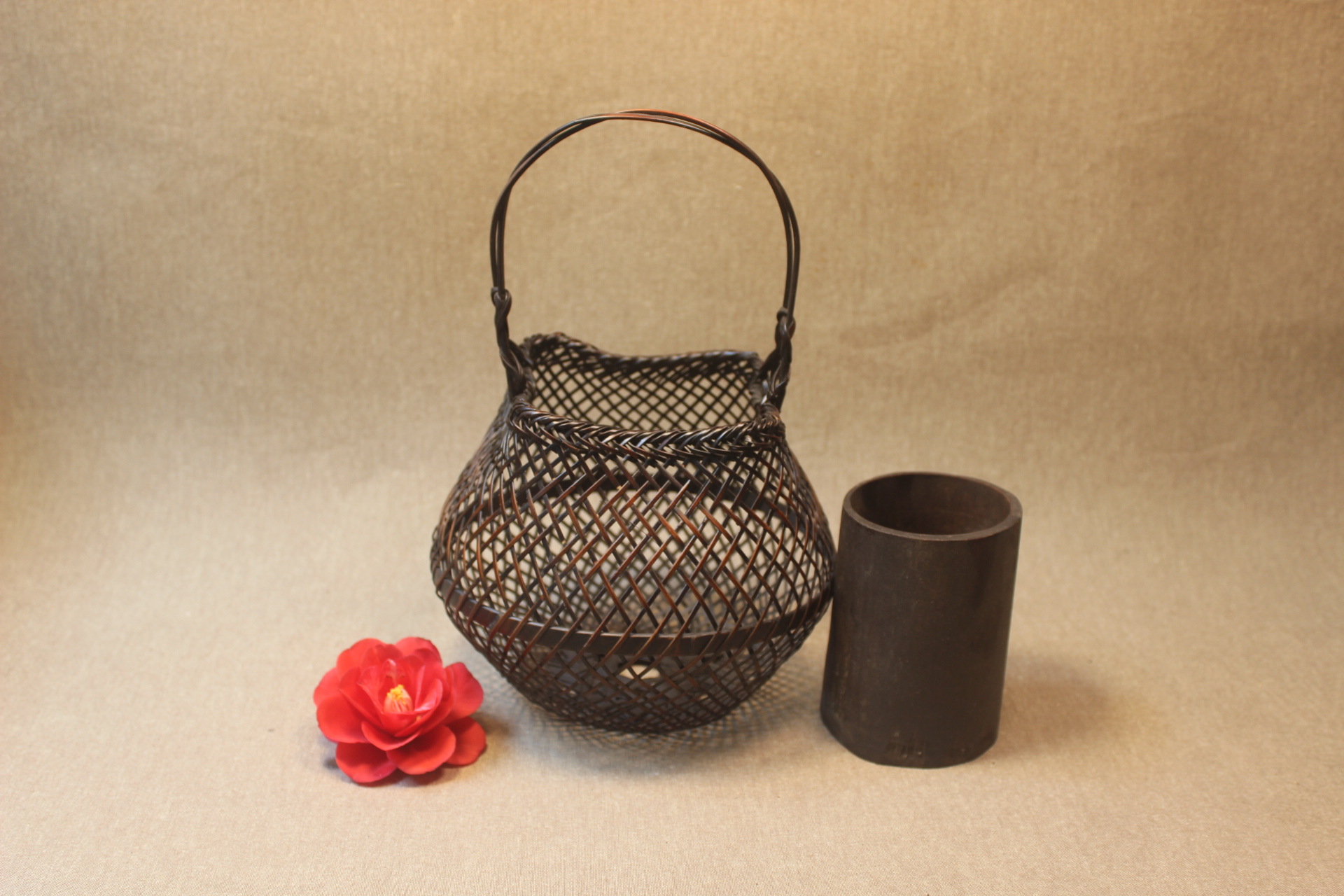 七月七纯手工竹子编织花器 茶桌禅意复古摆件 中式花瓶竹制工艺品