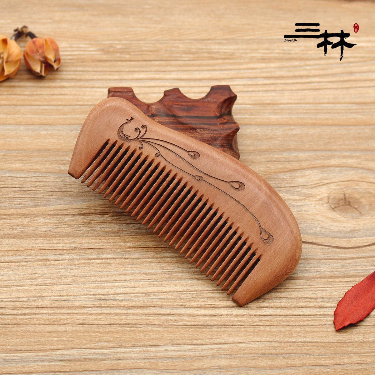 三林木梳 精选系列桃木梳包包梳天然木梳创意礼品梳子 j13-1