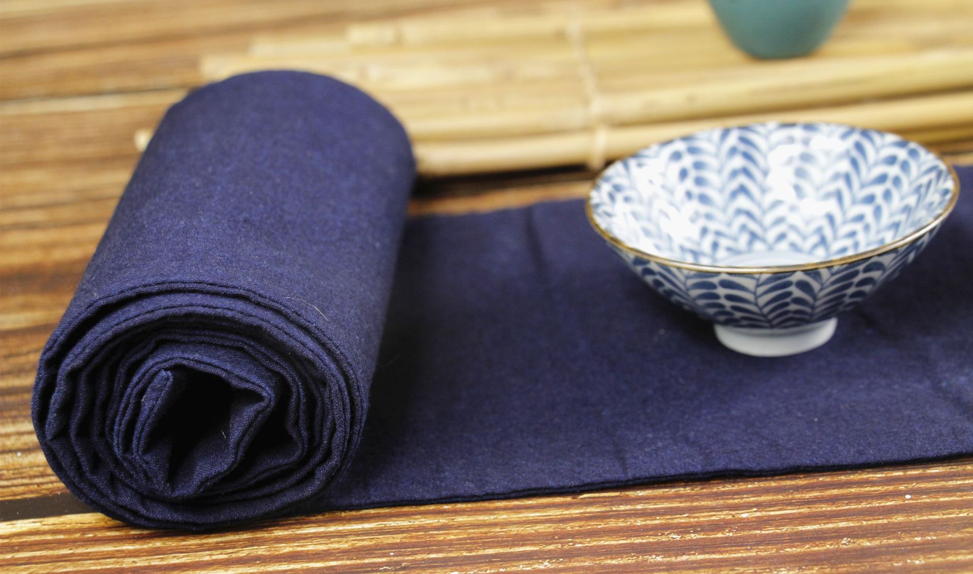 厂家定制原创茶席手工蓝染桌旗非遗蓝印花布茶垫中式茶巾批发