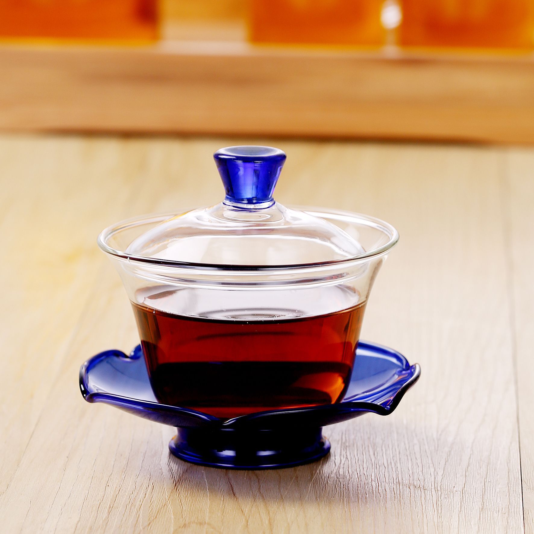 精品手工耐热加厚 玻璃三才盖碗 功夫茶具 琉璃茶碗 可印logo