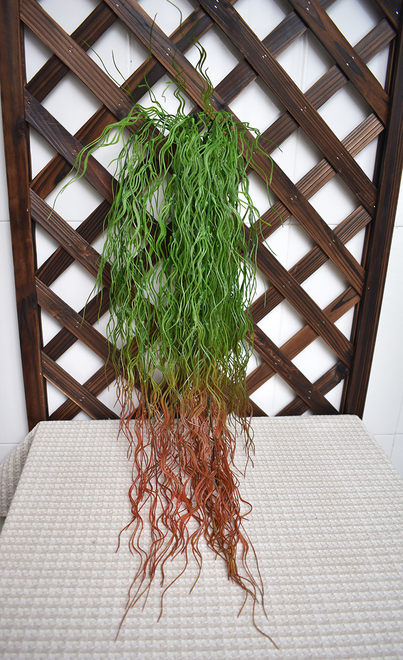 喷色老人须草壁挂仿真植物墙配材龙须柳水草空气草藤蔓把束装饰