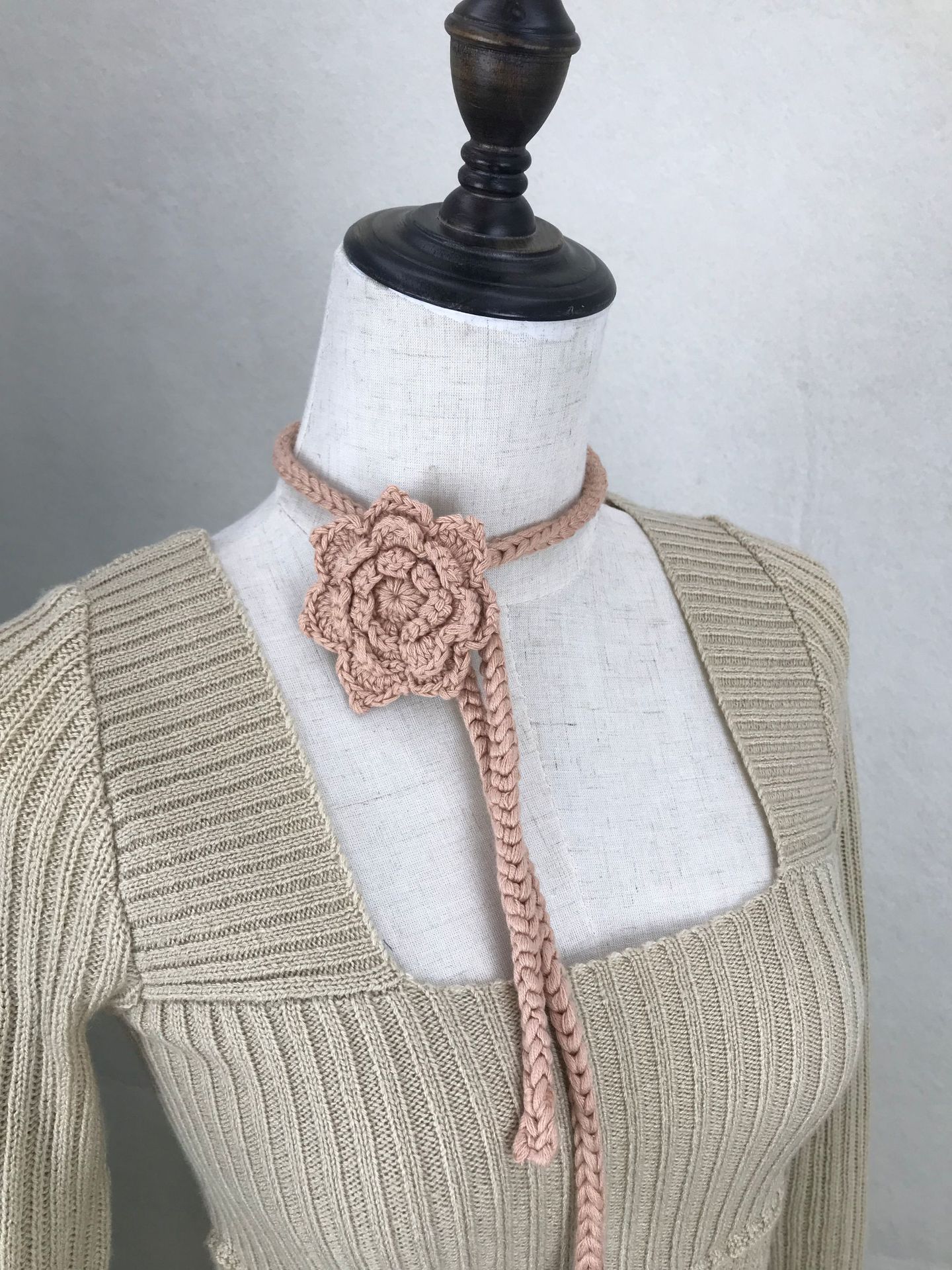 lacemade同款2021春秋新款手工编织花朵领花手钩小花腰带