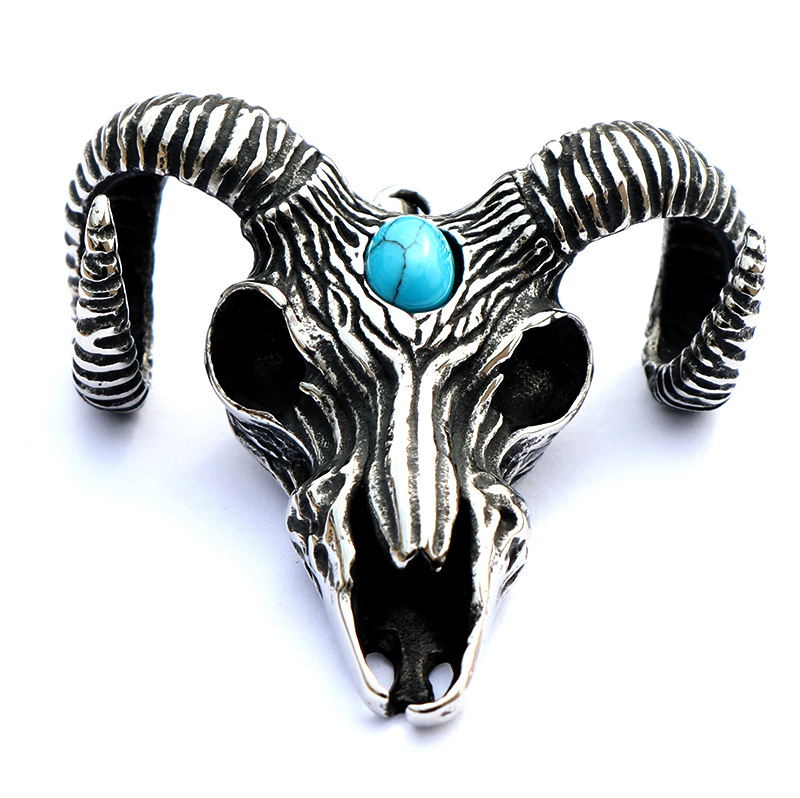 亚马逊热卖爆款 个性复古邪恶撒旦山羊头恶魔灵长钛钢吊坠