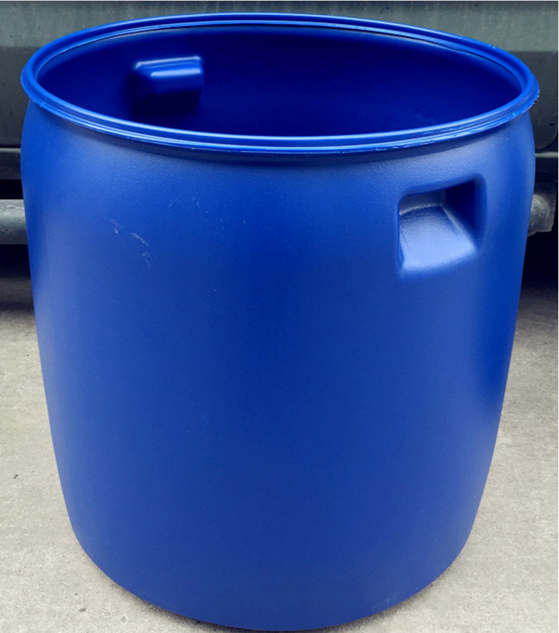 供应150升矮化工桶150公斤化工塑料桶大口桶包箍法兰高60公分