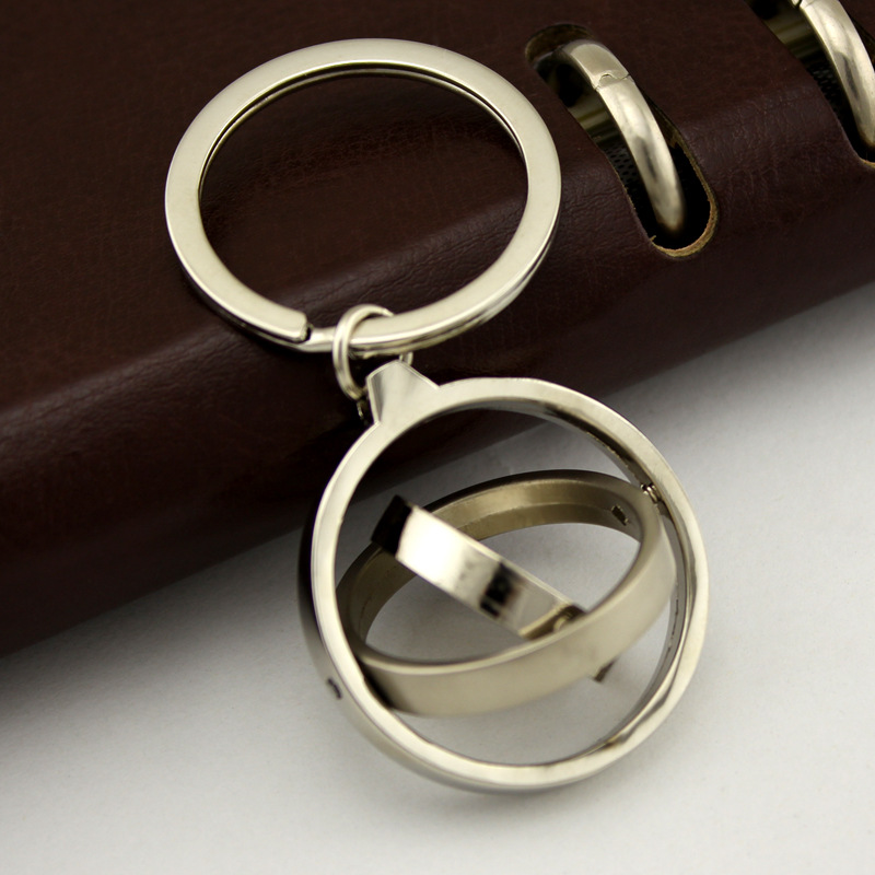 金属房子钥匙扣定制 双向旋转钥匙扣 圆形光面吊牌刻定 礼品赠品