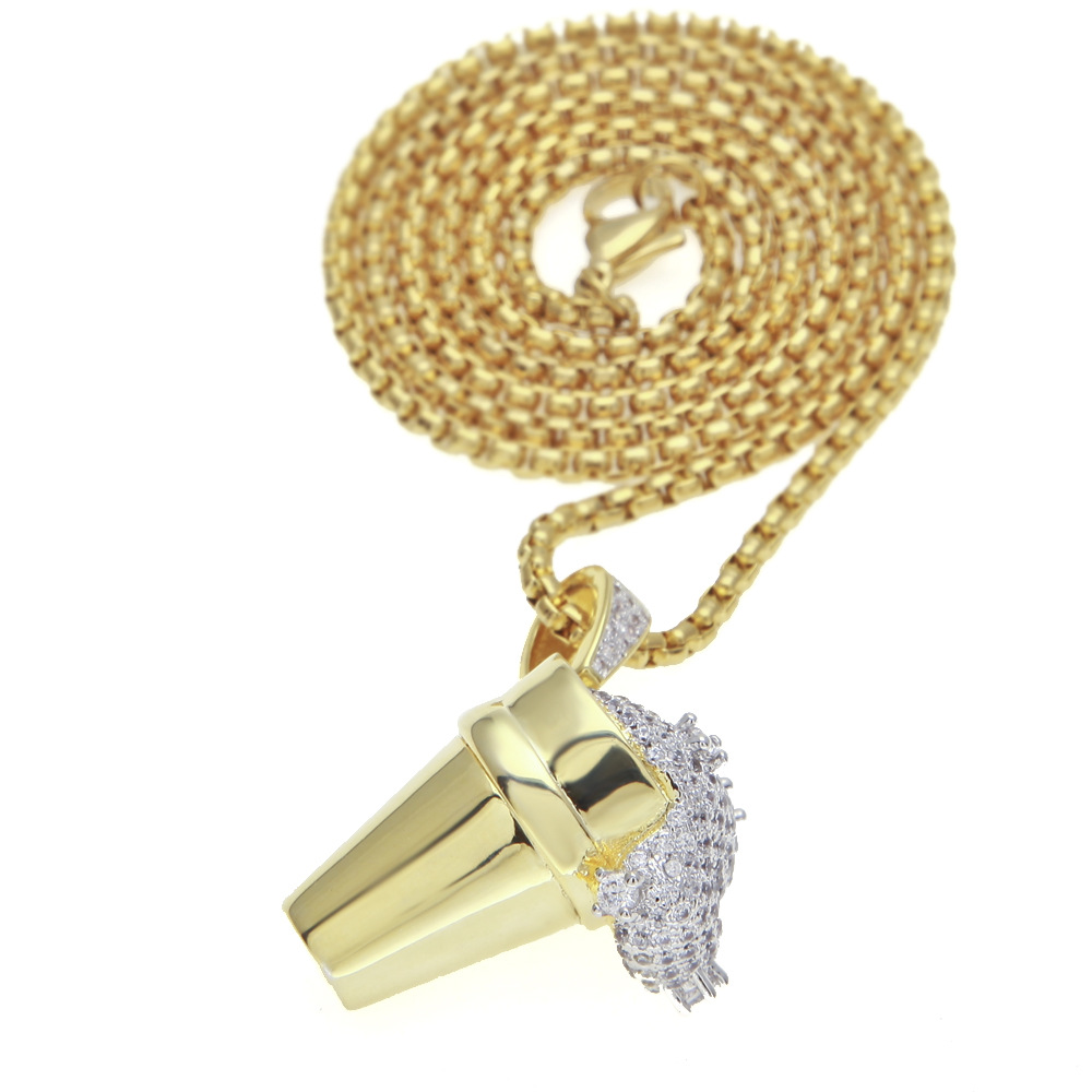 欧美嘻哈冰激凌溢出饮料冰淇淋发泡胶杯微镶锆石吊坠styrofoamcup